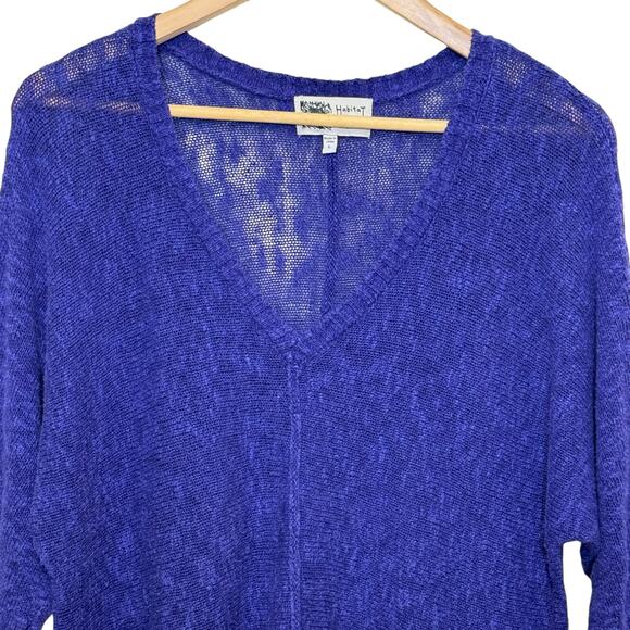 Habitat Size Large Purple Linen Blend V-Neck Sweater - Picture 2 of 7